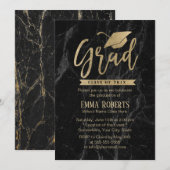 Klasse van 2019 Graduation Party Black & Gold Marb Kaart (Voorkant / Achterkant)