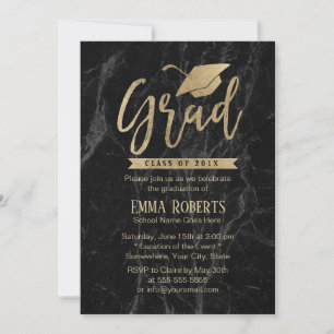 Klasse van 2019 Graduation Party Black & Gold Marb Kaart