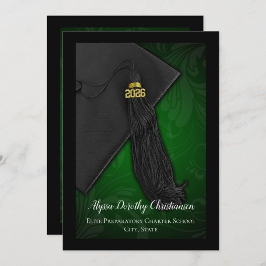 Klasse van 2019 Green Tassel College Graduation Kaart (Voorkant / Achterkant)