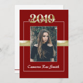 Klasse van 2019 Maroon & Gold Graduation Party Kaart (Voorkant / Achterkant)