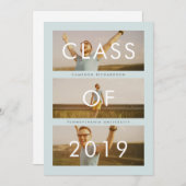 Klasse van 2019 | Mint Drie Foto Afstudeerfeest Kaart (Voorkant / Achterkant)