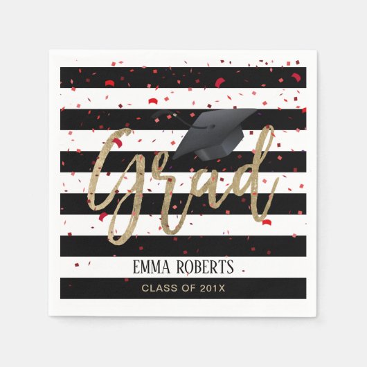 Klasse van 2019 Modern Stripes Afstuderen Servet (Voorkant)