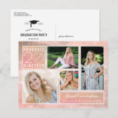 Klasse van 2019 Photo Peach Waterverf Invitation Briefkaart (Voorkant / Achterkant)