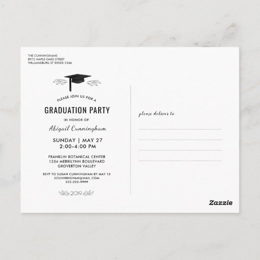 Klasse van 2019 Photo Peach Waterverf Invitation Briefkaart (Achterkant)