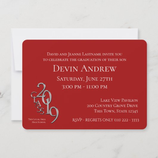 Klasse van 2019 Red Photo Afstuderen Invitation Kaart (Achterkant)