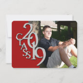 Klasse van 2019 Red Photo Afstuderen Invitation Kaart (Voorkant)