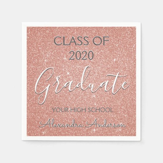 Klasse van 2019 Roos Gold - Blush Pink Glitter Servetten (Voorkant)