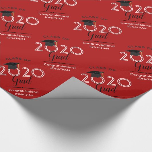 Klasse van 2020 Afstudeerder | Rood Cadeaupapier (Hoek)