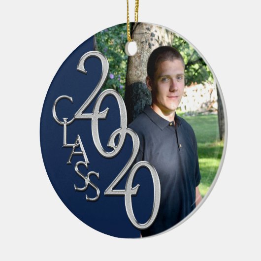 Klasse van 2020 Afstuderen Foto Keepomwille Silver Keramisch Ornament (Links)