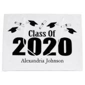 Klasse van 2020 Afstuderen Gift Bag (zwarte Petten Groot Cadeauzakje (Voorkant)