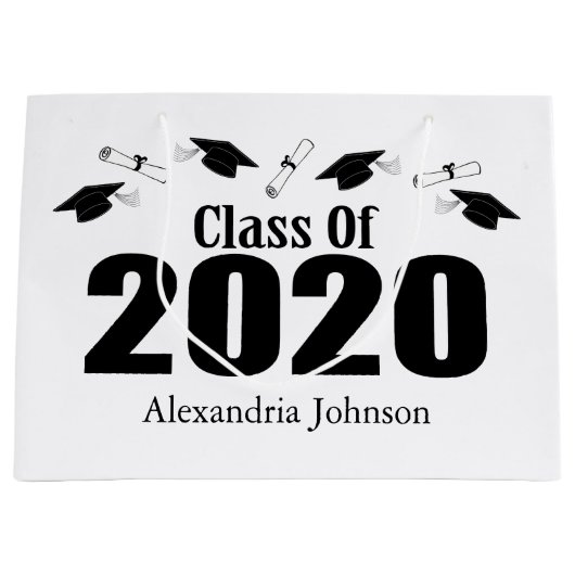 Klasse van 2020 Afstuderen Gift Bag (zwarte Petten Groot Cadeauzakje (Voorkant)