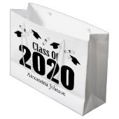 Klasse van 2020 Afstuderen Gift Bag (zwarte Petten Groot Cadeauzakje (Voorkant Gekanteld)