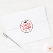 Klasse van 2020 Afstuderen gunst (rood / zwart) Ronde Sticker (Envelop)