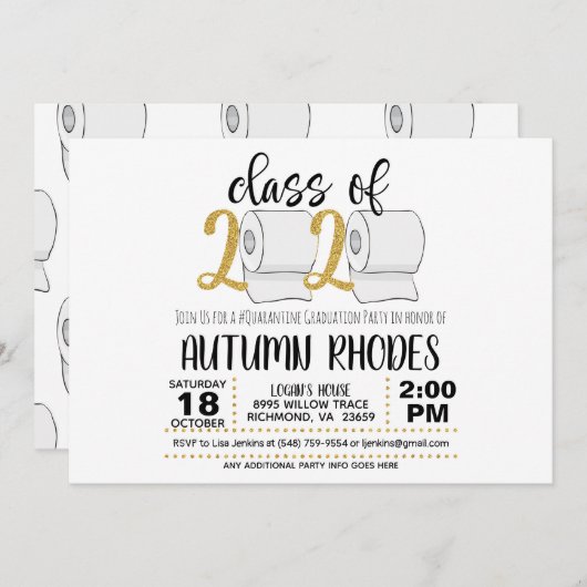 Klasse van 2020 Afstuderen Invitation - Funny TP G Kaart (Voorkant / Achterkant)