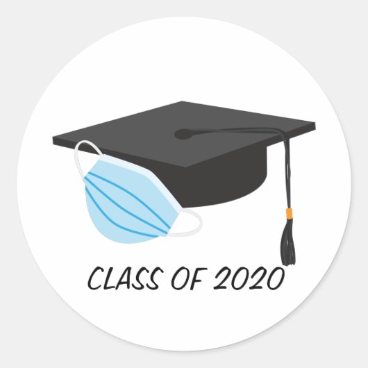 Klasse van 2020 Afstuderen met gezichtsmasker Ronde Sticker (Voorkant)