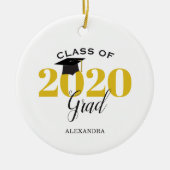 Klasse van 2020 Afstuderen Modern Gold en Black Keramisch Ornament (Voorkant)