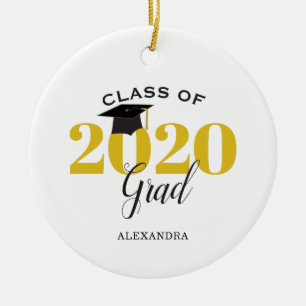 Klasse van 2020 Afstuderen Modern Gold en Black Keramisch Ornament