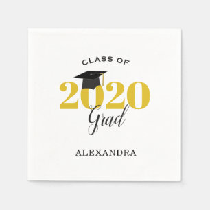 Klasse van 2020 Afstuderen   Modern Gold en zwart Servet