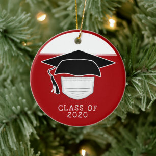 Klasse van 2020 Afstuderen Pet met gezichtsmasker Keramisch Ornament