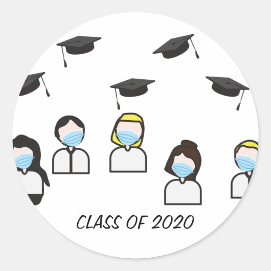 Klasse van 2020 Afstuderen Ronde Sticker (Voorkant)