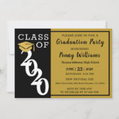 Klasse van 2020 Black Gold Modern Graduation Party Kaart (Voorkant)