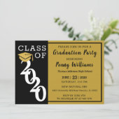 Klasse van 2020 Black Gold Modern Graduation Party Kaart (Staand voorkant)