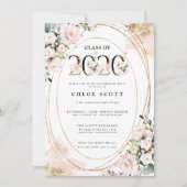 Klasse van 2020 Blush Pink Gold Afstuderen Kaart (Voorkant)