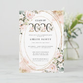 Klasse van 2020 Blush Pink Gold Afstuderen Kaart (Staand voorkant)