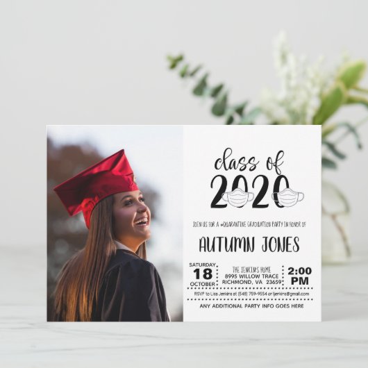 Klasse van 2020 Facemask met foto Kaart (Staand voorkant)