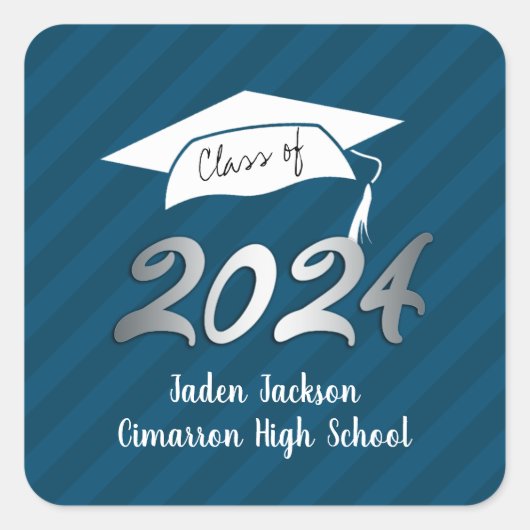 Klasse van 2020 Faux Folie Navy en Blauw Vierkante Sticker (Voorkant)