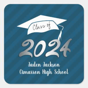 Klasse van 2020 Faux Folie Navy en Blauw Vierkante Sticker