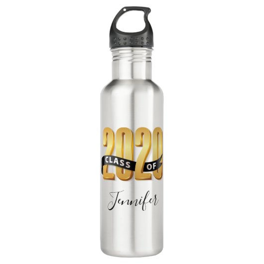 Klasse van 2020 Gold Black lint Waterfles (Voorkant)