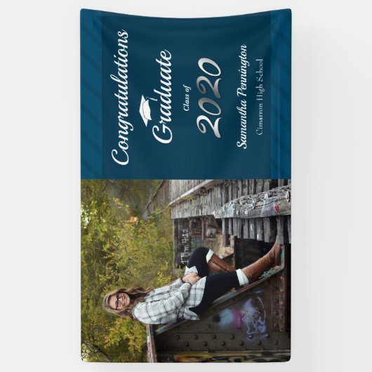 Klasse van 2020 One Photo Graduation Party Spandoek (Verticaal)