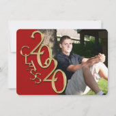 Klasse van 2020 Red Photo Afstuderen Invitation Kaart (Voorkant)