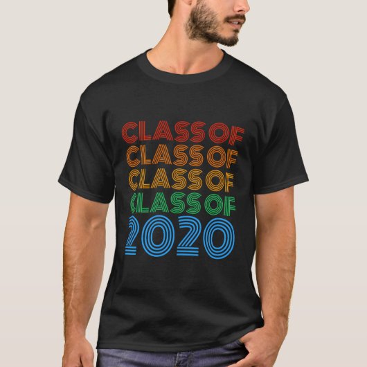 Klasse van 2020 Retro Text Design 2020 Senio T-shirt (Voorkant)