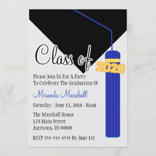 Klasse van 2020 Tassel Afstuderen invite (blauw) Kaart