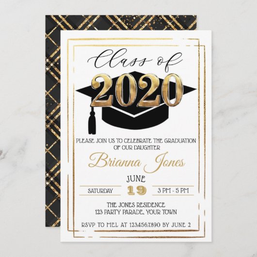 Klasse van 2020 zwart-wit Afstuderen Kaart (Voorkant / Achterkant)