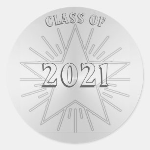 Klasse van 2021 Afstuderen Dag door Janz Silver St Ronde Sticker