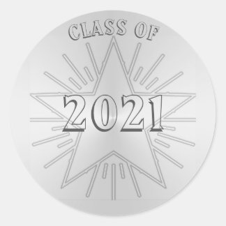 Klasse van 2021 Afstuderen Dag door Janz Silver St Ronde Sticker