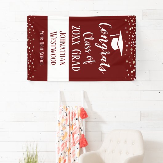 Klasse van 2021 Afstuderen Eenvoudige Confetti Spandoek (Insitu)