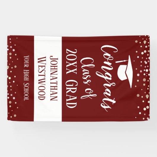 Klasse van 2021 Afstuderen Eenvoudige Confetti Spandoek (Horizontaal)