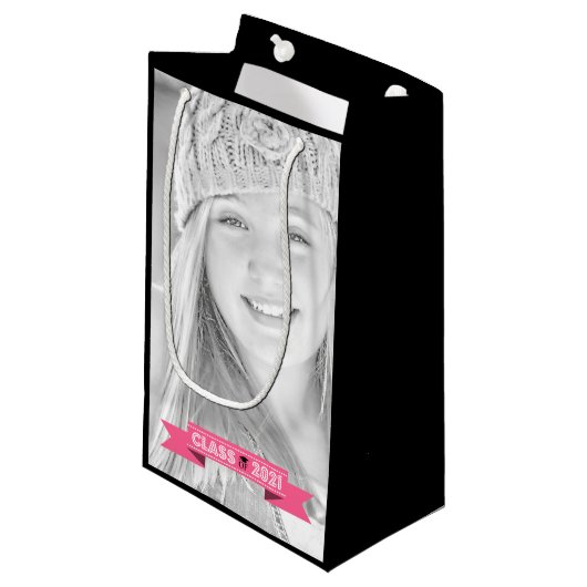 Klasse van 2021 Afstuderen Gift Bag (Bubble Gum Pi Klein Cadeauzakje (Voorkant Gekanteld)