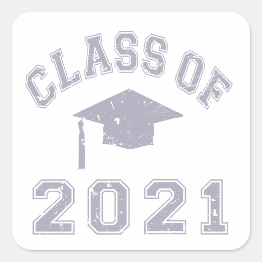 Klasse van 2021 Afstuderen - Grijs 2 Vierkante Sticker (Voorkant)