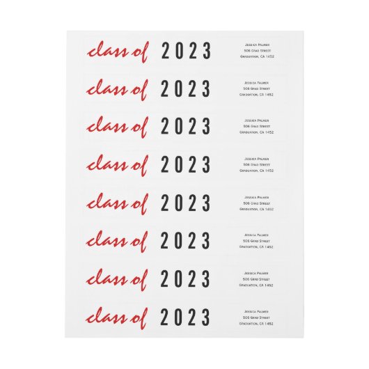 Klasse van 2021 afstuderen met handschrift rood, z (Vel)