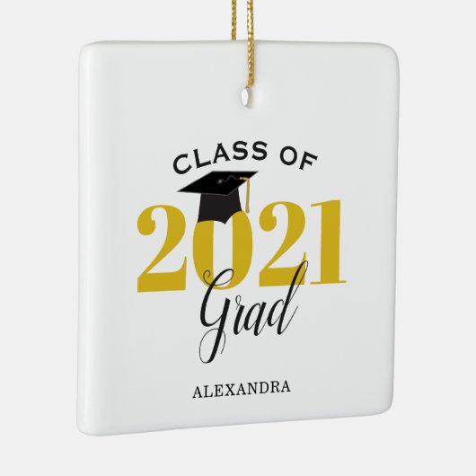 Klasse van 2021 Afstuderen Modern Gold en Black Keramisch Ornament (Rechts)