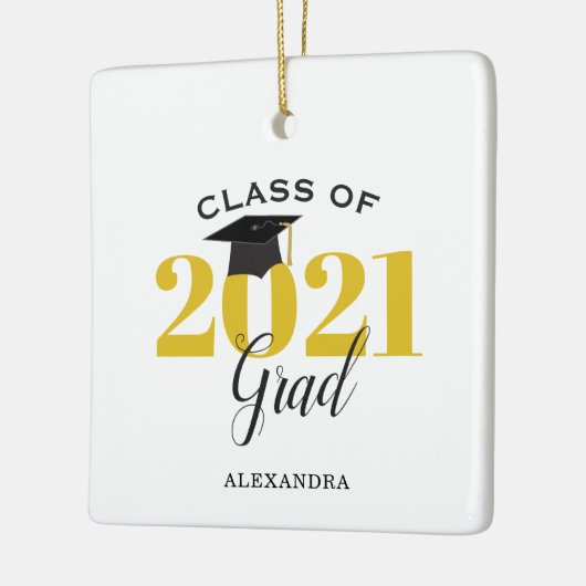 Klasse van 2021 Afstuderen Modern Gold en Black Keramisch Ornament (Links)