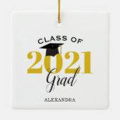 Klasse van 2021 Afstuderen Modern Gold en Black Keramisch Ornament (Achterkant)