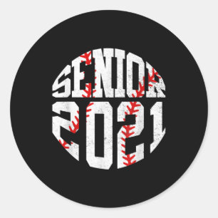 Klasse van 2021 Afstuderen Senior 2021-honkbalspel Ronde Sticker