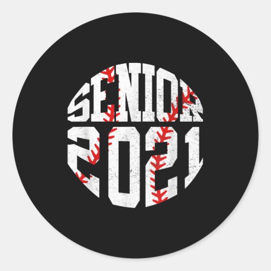 Klasse van 2021 Afstuderen Senior 2021-honkbalspel Ronde Sticker (Voorkant)