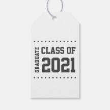 Klasse van 2021 Afstuderen Zwart-wit Gift Label